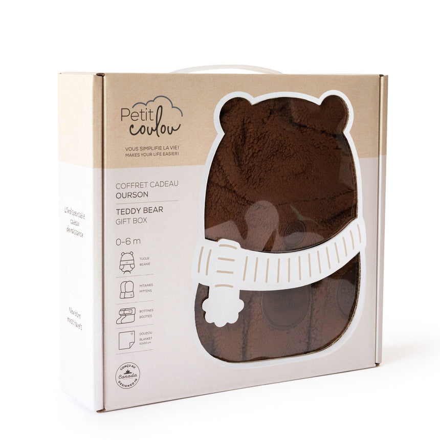 Coffret-cadeau Ourson pour bébé (4 accessoires) - Sherpa Brun-Petit Coulou-COU-PCCC7412-CLÉMENT