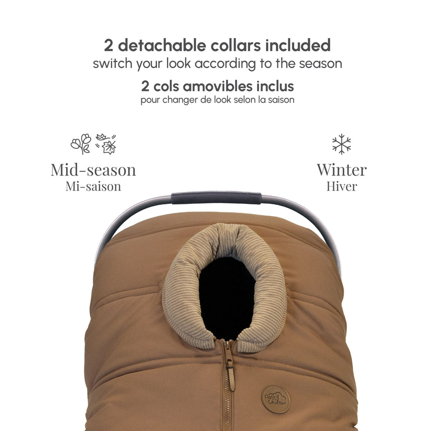 Housse 3 saisons pour siège d'auto avec 2 cols interchangeables - Caramel-Petit Coulou-COU-PCMH7116-CLÉMENT