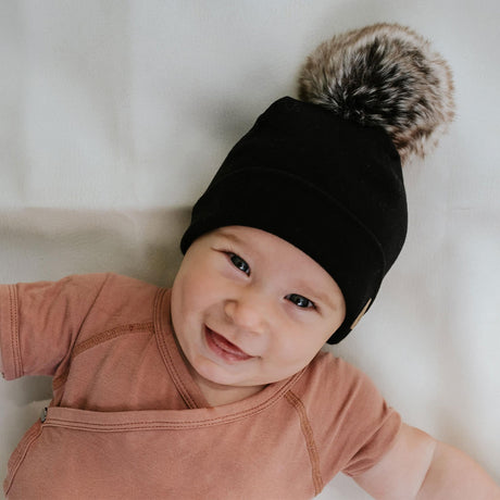 Tuque Pompon 0-6mois - Onyx Noir-Petit Coulou-COU-PCT7023-CLÉMENT