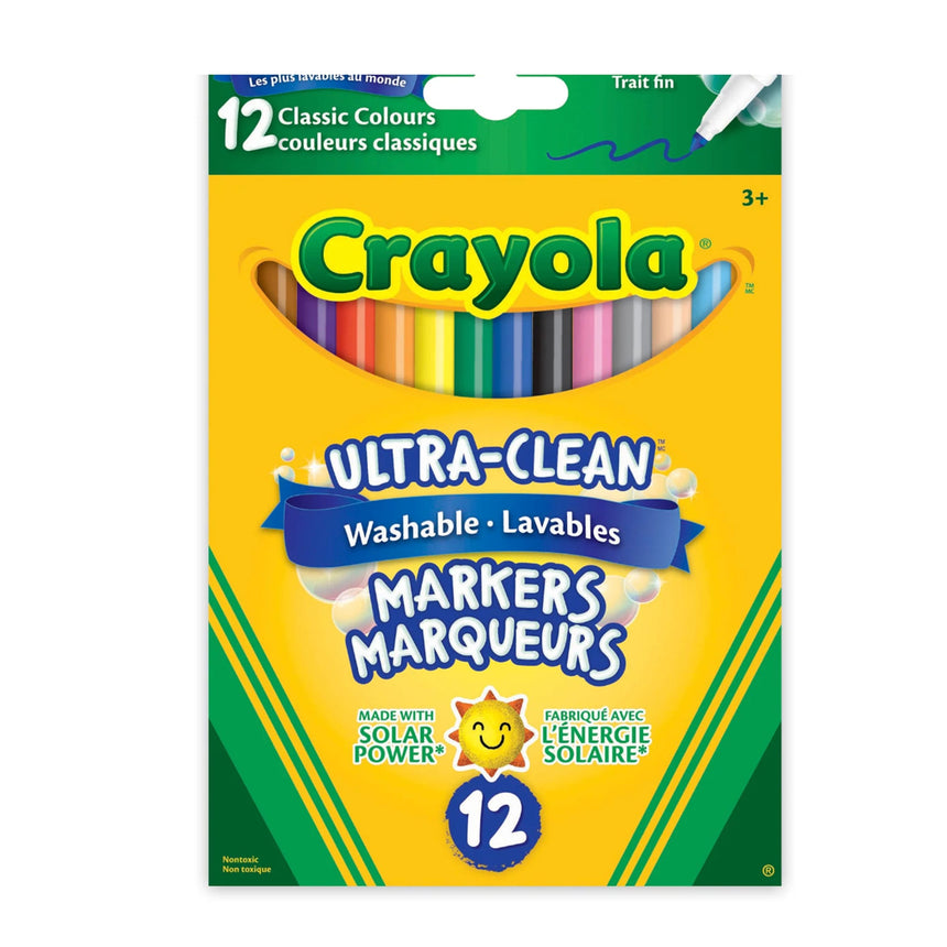 Crayons Ultra-Clean (12) Lavables Pointes Fines-Crayola-CRL-587510C009-CLÉMENT