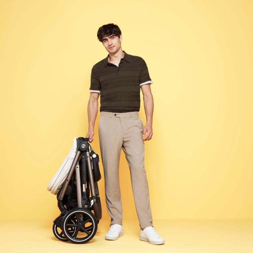 Poussette Gazelle S – Châssis couleur taupe avec siège Beige Coquillage-Cybex-CYB-522002367-CLÉMENT
