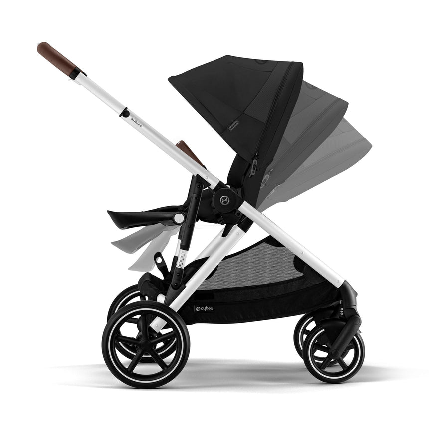Poussette Gazelle S – Châssis couleur argent avec siège Noir Moon-Cybex-CYB-522004813-CLÉMENT