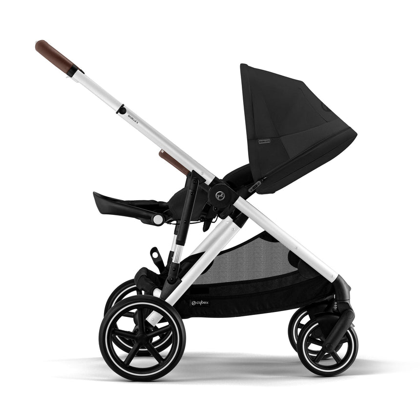 Poussette Gazelle S – Châssis couleur argent avec siège Noir Moon-Cybex-CYB-522004813-CLÉMENT