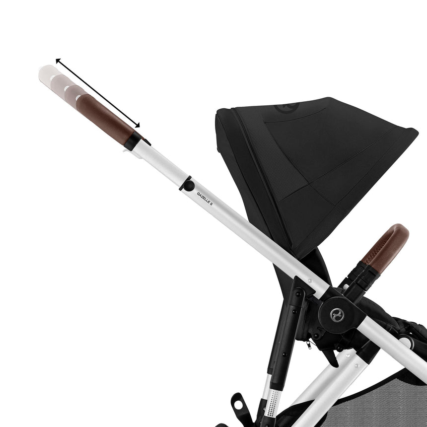 Poussette Gazelle S – Châssis couleur argent avec siège Noir Moon-Cybex-CYB-522004813-CLÉMENT