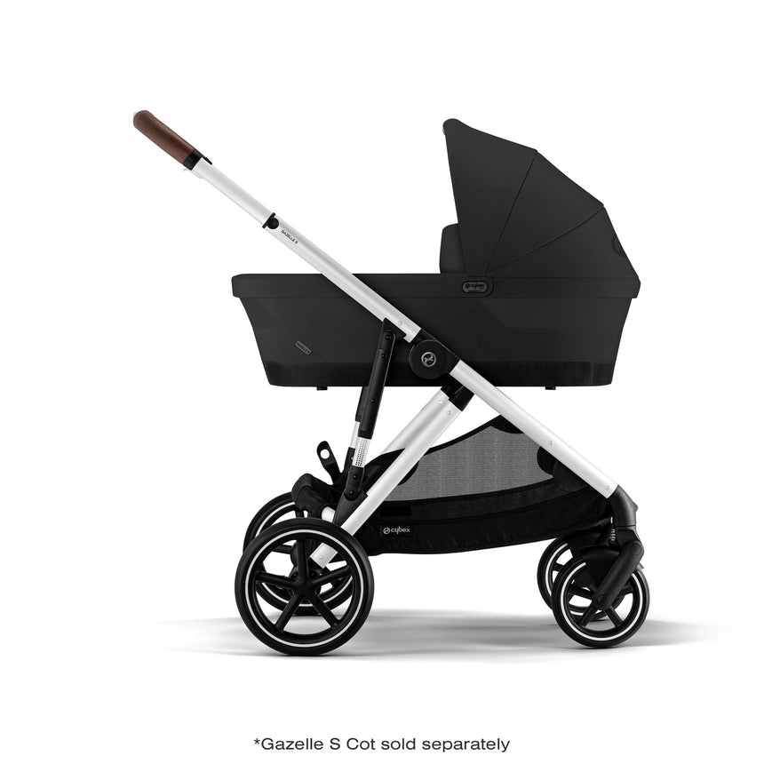 Poussette Gazelle S – Châssis couleur argent avec siège Noir Moon-Cybex-CYB-522004813-CLÉMENT