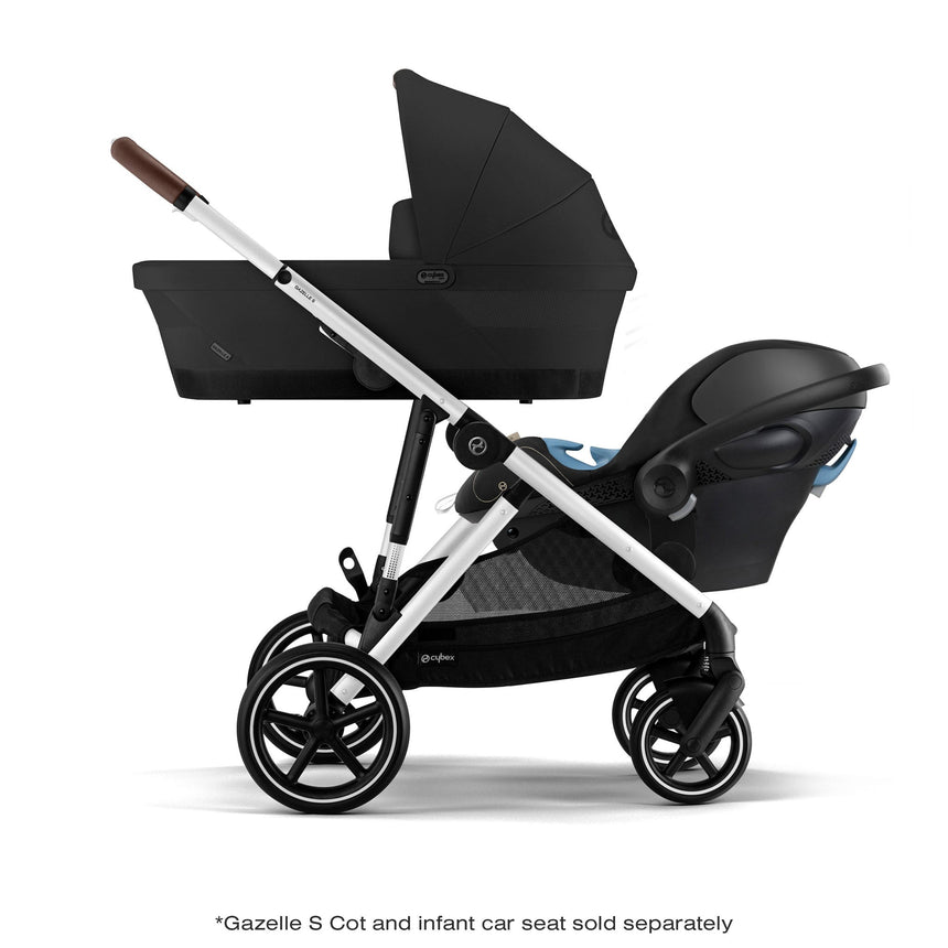Poussette Gazelle S – Châssis couleur argent avec siège Noir Moon-Cybex-CYB-522004813-CLÉMENT