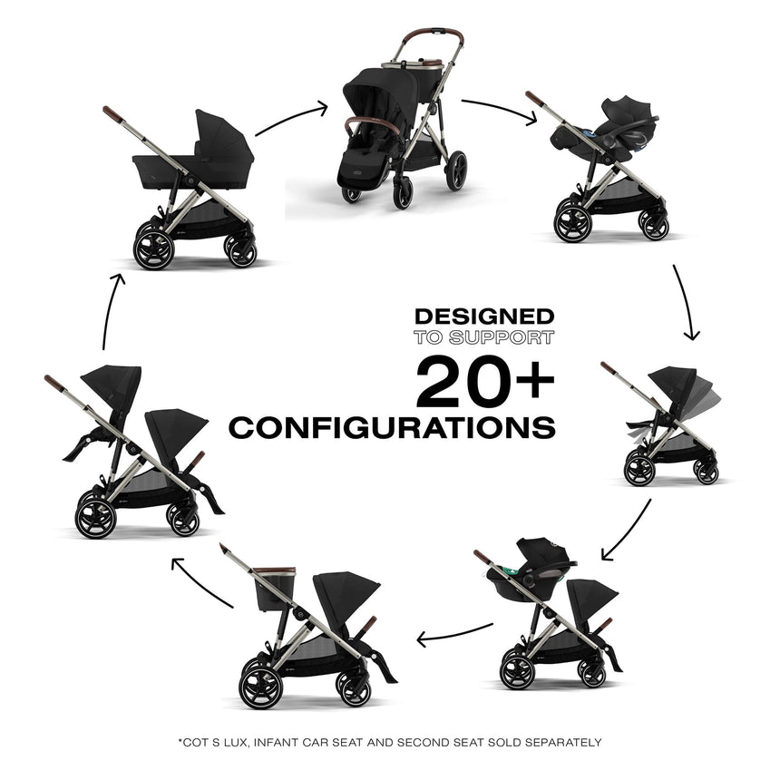Poussette Gazelle S – Châssis Taupe avec siège Noir Moon-Cybex-CYB-522004955-CLÉMENT