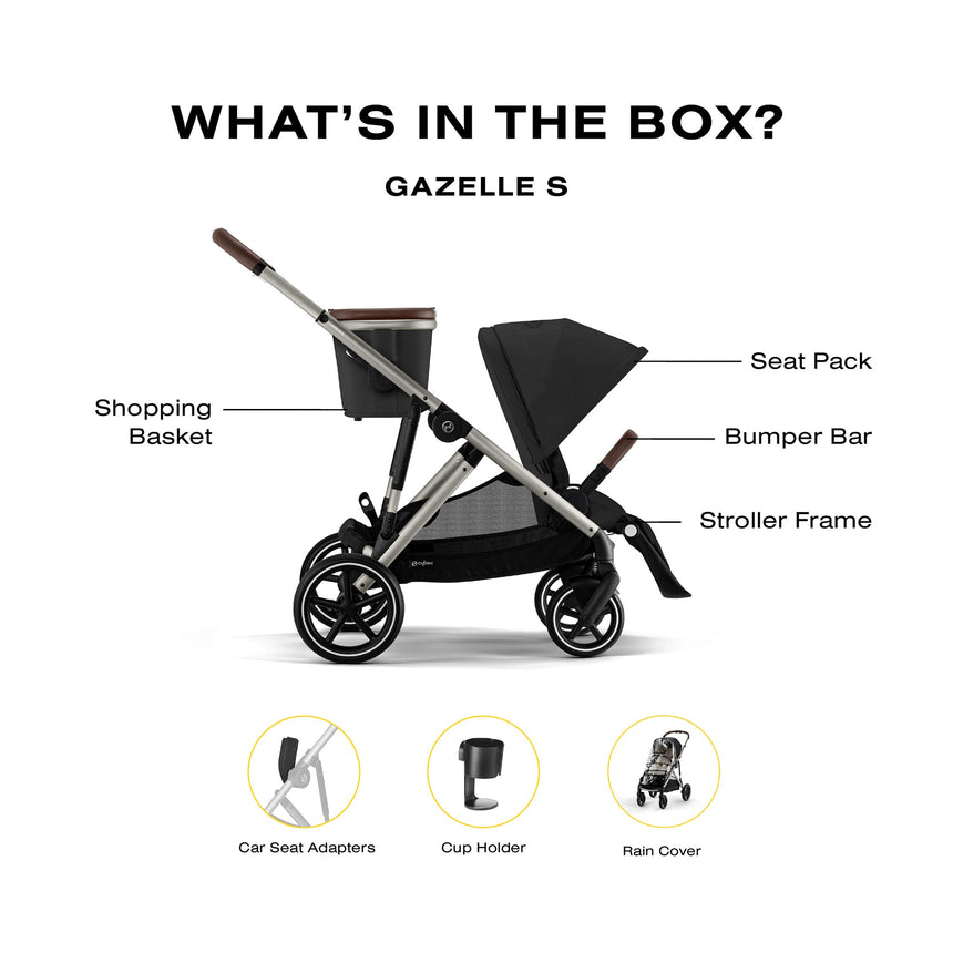 Poussette Gazelle S – Châssis Taupe avec siège Noir Moon-Cybex-CYB-522004955-CLÉMENT