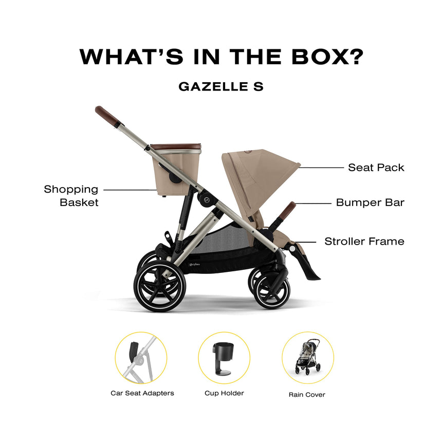Poussette Gazelle S – Châssis couleur Taupe avec siège Amande/Beige-Cybex-CYB-522005249-CLÉMENT