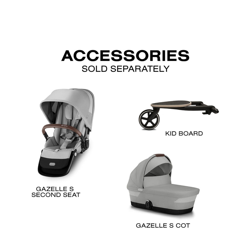 Poussette Gazelle S – Châssis couleur Argent avec siège Stone Gris-Cybex-CYB-524001295-CLÉMENT