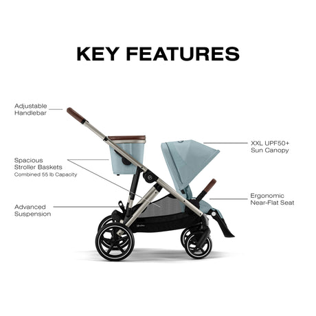 Poussette Gazelle S – Châssis couleur Taupe avec siège Stormy Bleu-Cybex-CYB-524001303-CLÉMENT