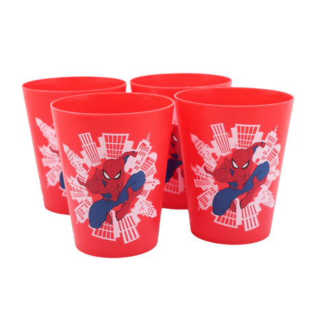 Ensemble Verre en plastique Spiderman (4)-Danawares-DAW-24409-CLÉMENT