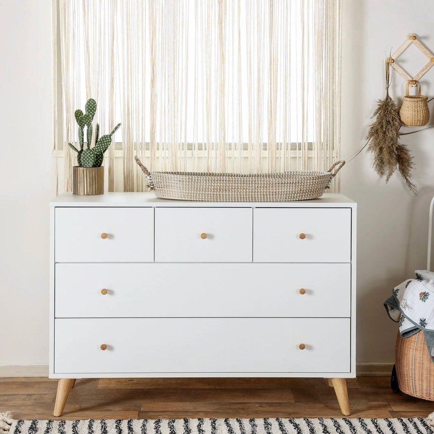 Commode 5 Tiroirs Austin - Blanc/ Naturel-Dadada Baby-DDD-43131-CLÉMENT