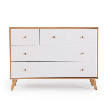 Commode 5 Tiroirs Austin - Blanc/ Chêne rouge-Dadada Baby-DDD-43161-CLÉMENT