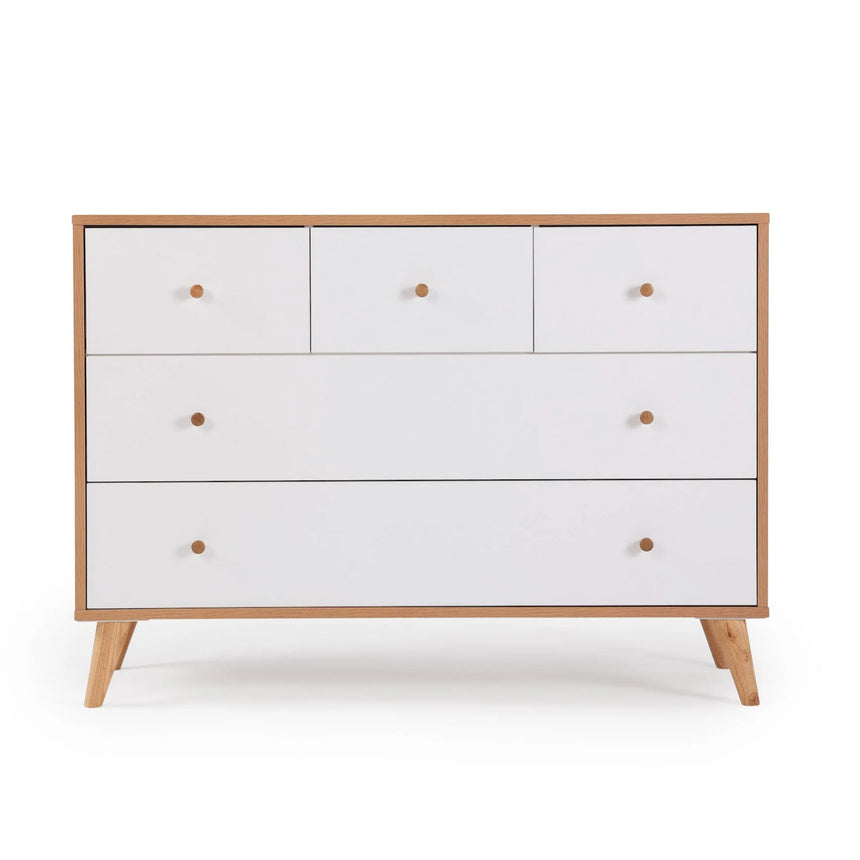 Commode 5 Tiroirs Austin - Blanc/ Chêne rouge-Dadada Baby-DDD-43161-CLÉMENT