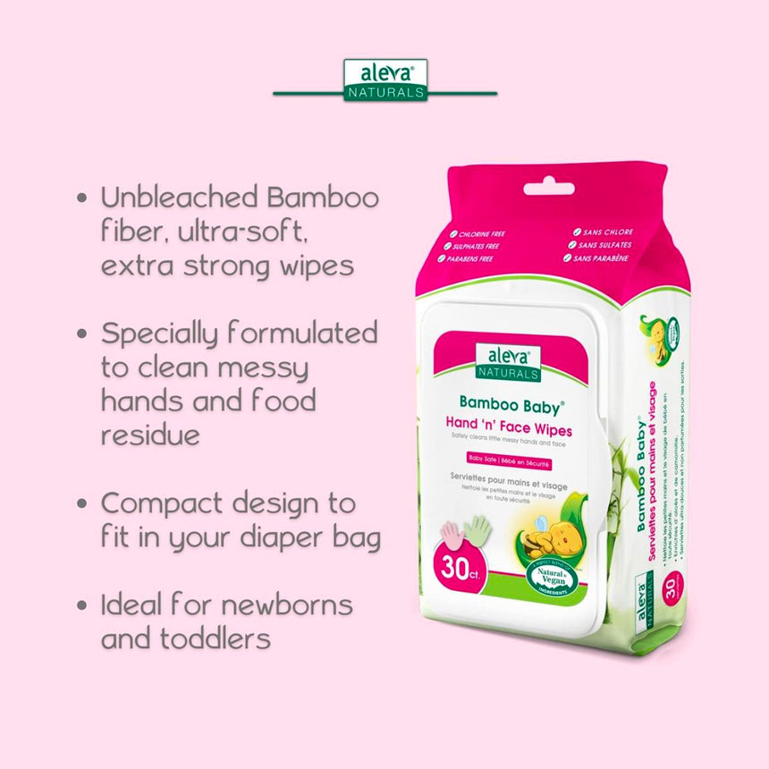 Serviettes Lingettes (30) Bambou Main/Visage-Aleva Naturals-DGL-37961-CLÉMENT