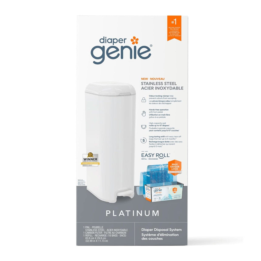 Poubelle à Couches Platinium - Blanche (18 sacs)-Diaper Genie-DIG-I000808-CLÉMENT