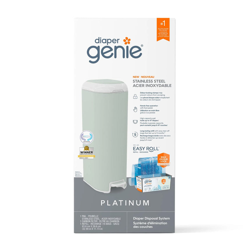 Poubelle à Couches Platinium - Vert Sauge ( 18 sacs)-Diaper Genie-DIG-I000811-CLÉMENT