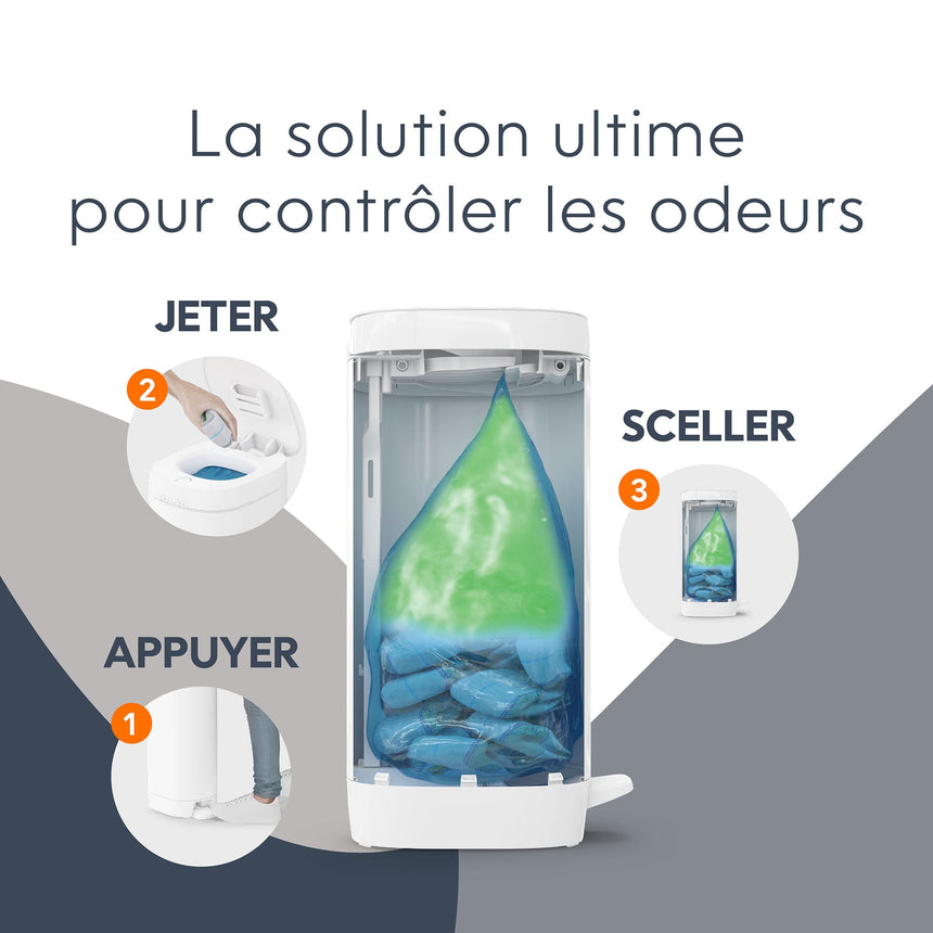 Poubelle À Couches Deluxe Blanche-Diaper Genie-DIG-I000877-CLÉMENT