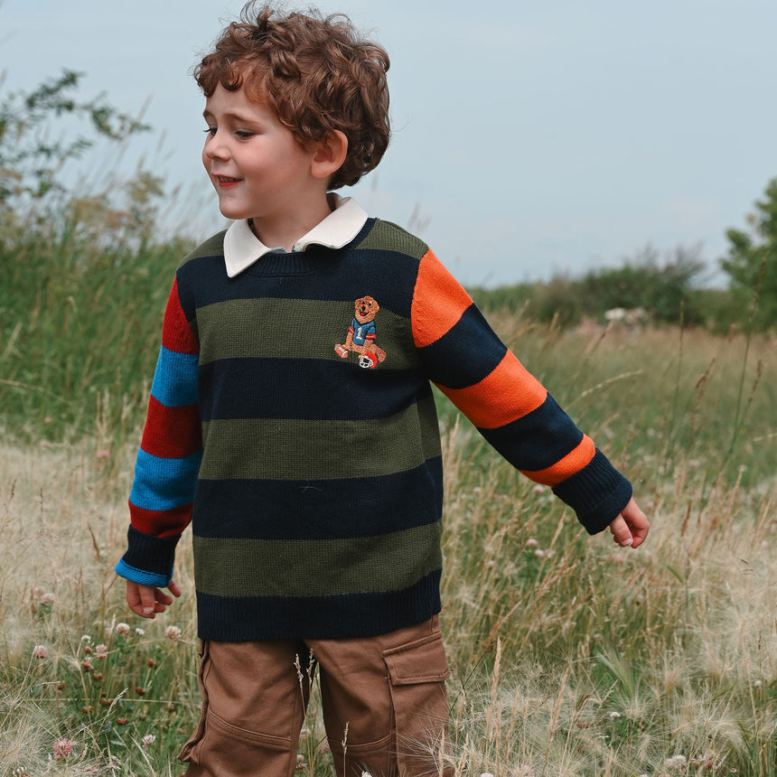 Pull Tricot Rayé Recrue 2-8ans-Chat Botte-CHI-2265428C-CLÉMENT