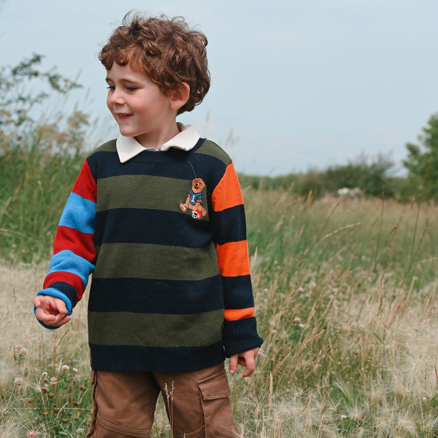 Pull Tricot Rayé Recrue 2-8ans-Chat Botte-CHI-2265428C-CLÉMENT