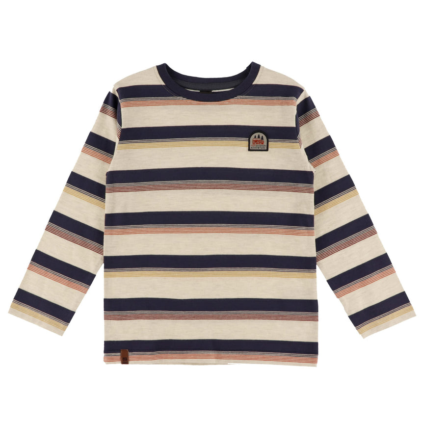 T-shirt Rayé Aventure 2-12ans-Nano-Beige-2-BOS-F2607-10-CLÉMENT