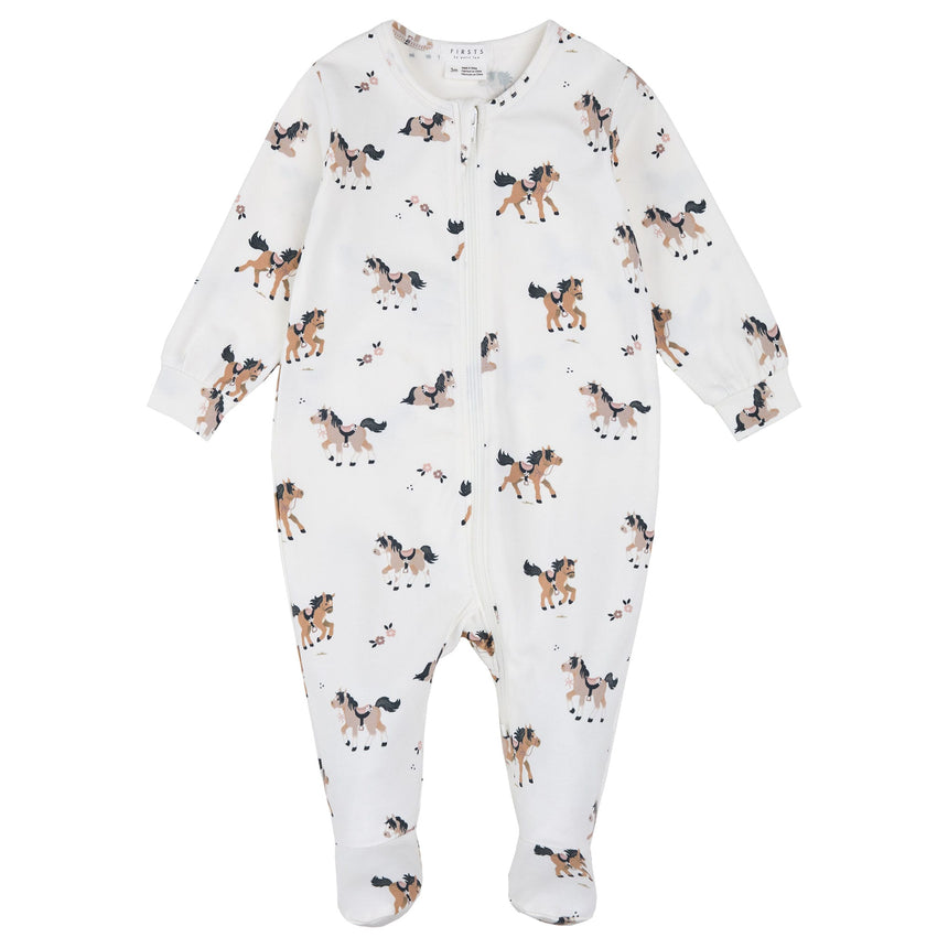 Pyjama Chevaux 0-12mois-Firsts par Petit Lem-Ivoire-0 m-FIT-26FGL31P03-CLÉMENT