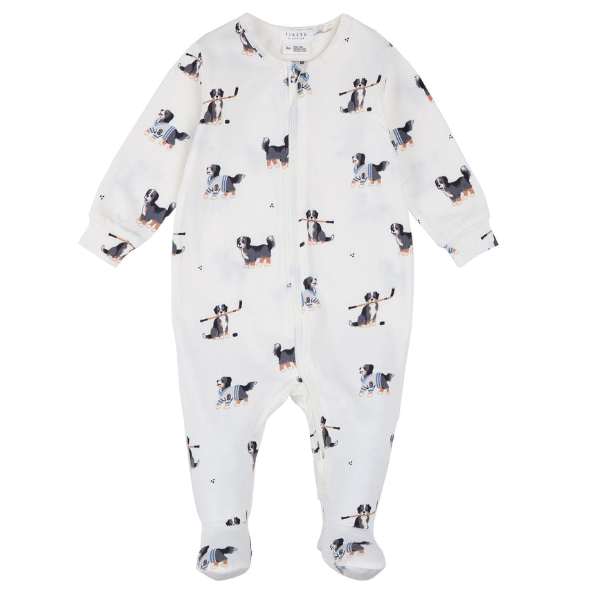 Pyjama Chiens Hockey 0-12mois-Firsts par Petit Lem-Ivoire-0 m-FIT-26FGL36P13-CLÉMENT