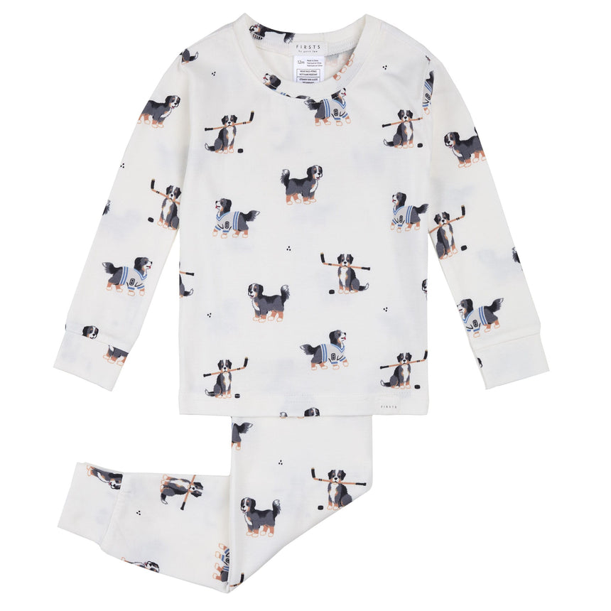 Pyjama Deux Pièces Chiens Hockey12-24mois-Firsts par Petit Lem-Ivoire-12 m-FIT-26FGL36Q21-CLÉMENT