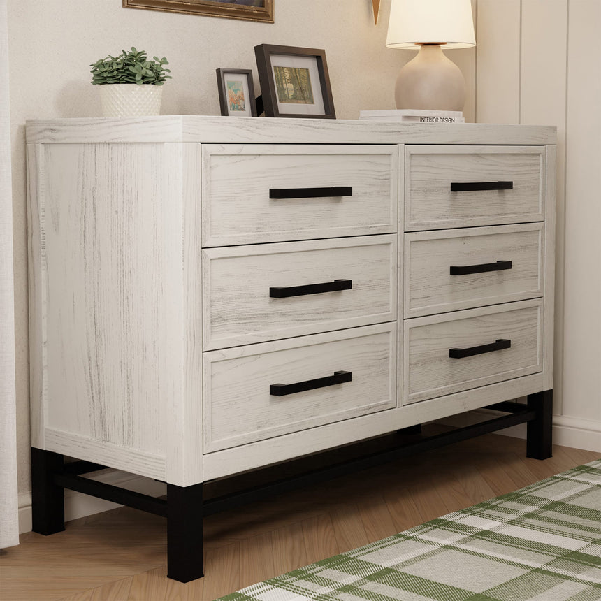 Commode 6 tiroirs Newbern - Bois Blanc-Franklin et Ben-FRB-B25816WDF-CLÉMENT