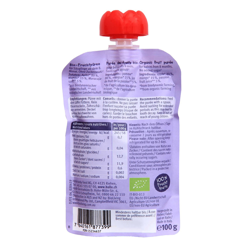 Purée Bio - Tropic Tiger - Pomme avec Mangue & Fruit de la passion (À partir de 8 mois)-Holle-HLL-HF10-CLÉMENT