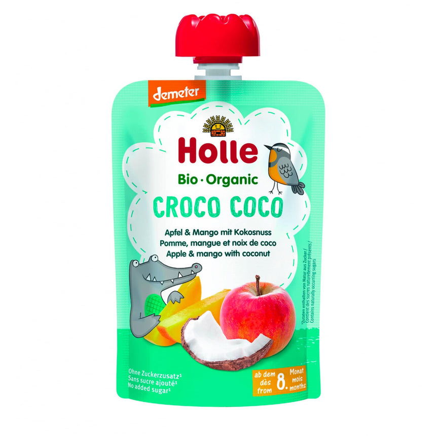 Purée Bio - Croco Coco - Pomme avec Mangue & Noix de coco (À partir de 8 mois)-Holle-HLL-HF11-CLÉMENT