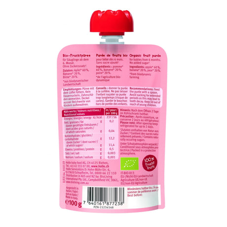 Purée Bio - Apple Ant - Pomme avec Banane & Poire (À partir de 6 mois)-Holle-HLL-HF1-CLÉMENT