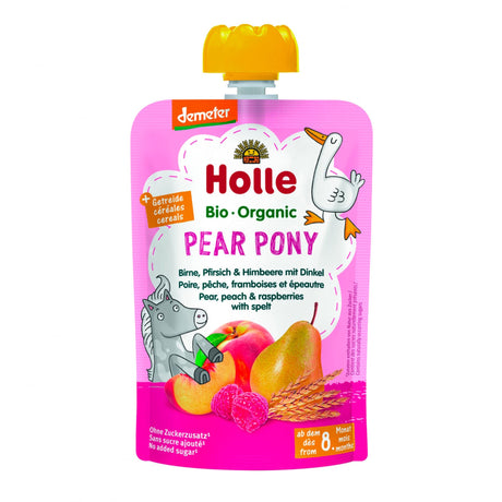 Purée Bio - Pear Pony - Poire, Pêche, Framboises & Épeautre (À partir de 8 mois)-Holle-HLL-HF2-CLÉMENT