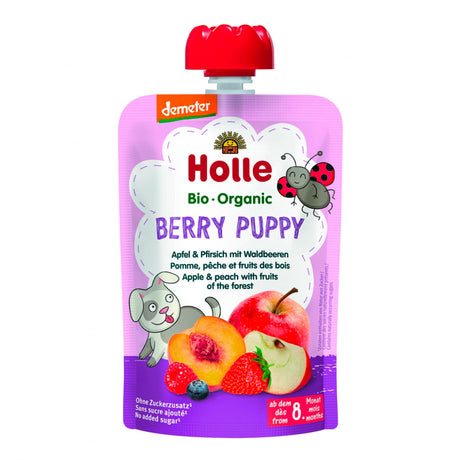 Purée Bio - Berry Puppy - Pomme, Pêche et Fruits (À partir de 8 mois)-Holle-HLL-HF3-CLÉMENT