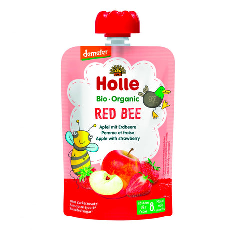Purée Bio - Red Bee - Pomme avec Fraise (À partir de 8 mois)-Holle-HLL-HF4-CLÉMENT