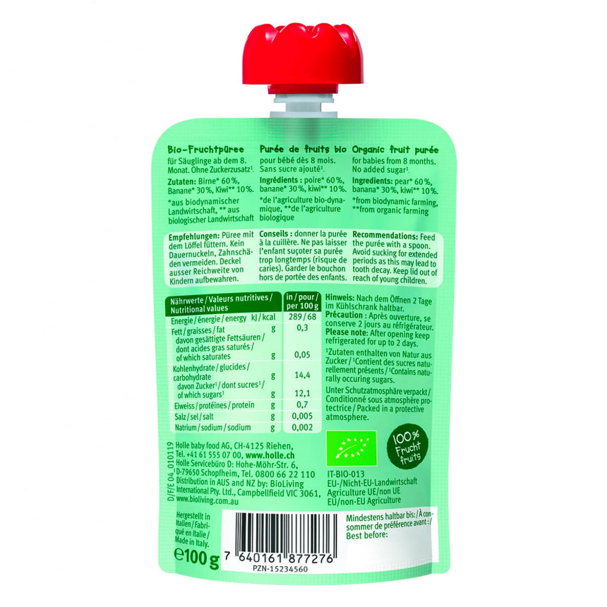 Purée Bio - Kiwi Koala - Poire et Banane avec Kiwi (À partir de 8 mois)-Holle-HLL-HF9-CLÉMENT