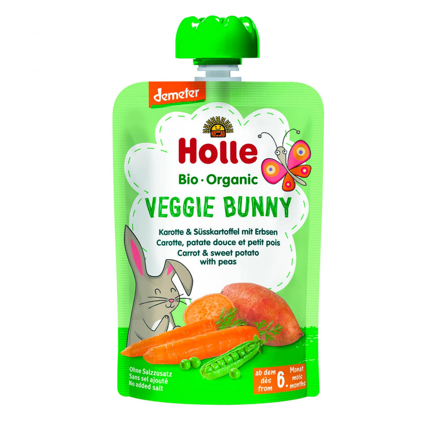 Purée Bio - Veggie Bunny - Carotte et Patate Douce avec Pois (À partir de 6 mois)-Holle-HLL-HV1-CLÉMENT
