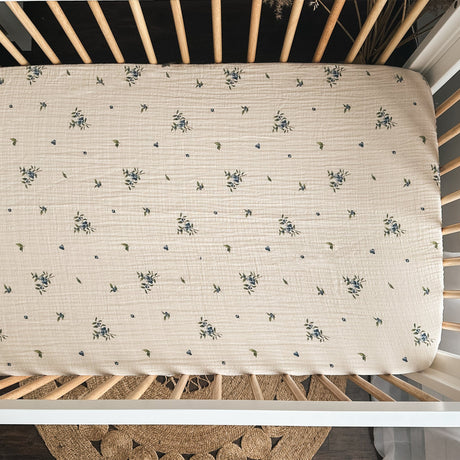 Drap Contour Couchette de Bébé - Bleuet-House of Elia-HOE-CRIB-F2022BL-CLÉMENT