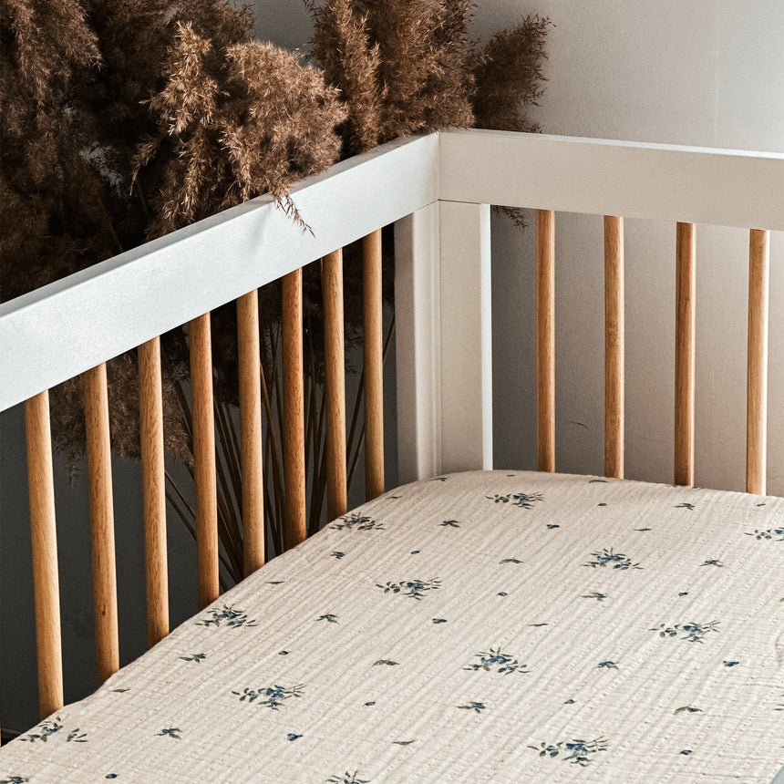 Drap Contour Couchette de Bébé - Bleuet-House of Elia-HOE-CRIB-F2022BL-CLÉMENT