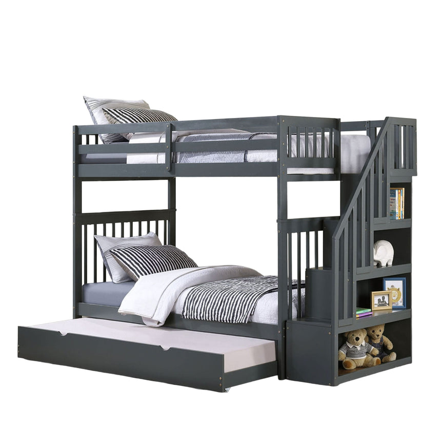 Lit Superposé Simple/Simple avec Lit Gigogne - Gris-IFDC-IFD-B-1846TREX-CLÉMENT