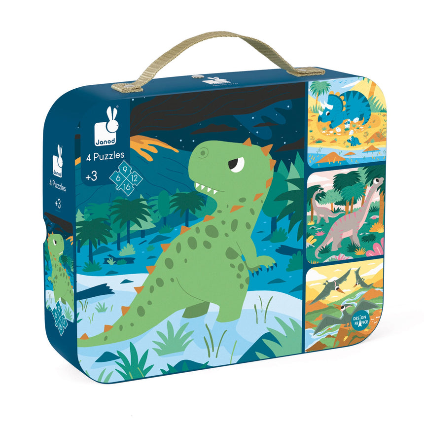 Casse-Tête 4 en 1 - Dinosaures-Janod-JAD-J02657-CLÉMENT
