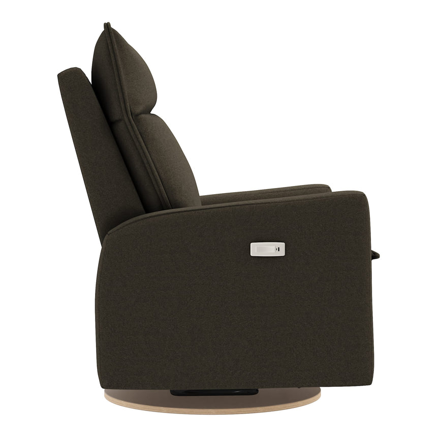 Grand Fauteuil Berçant et Pivotant Arya avec Mécanisme Électrique - Tissu Anti-tache Mojo Espresso-Jaymar BB-JAM-526-ESPRE006-CLÉMENT