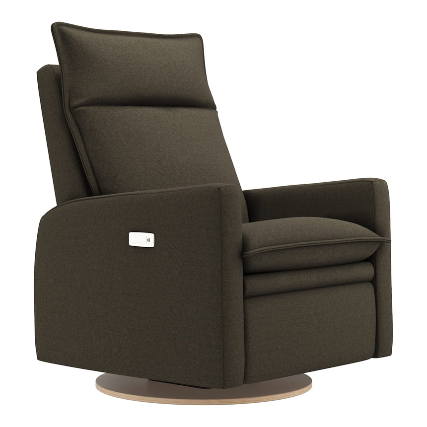 Grand Fauteuil Berçant et Pivotant Arya avec Mécanisme Électrique - Tissu Anti-tache Mojo Espresso-Jaymar BB-JAM-526-ESPRE006-CLÉMENT