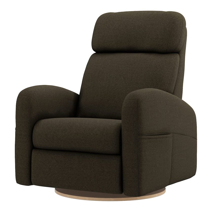 Grand Fauteuil Berçant Inclinable Pivotant Hailey avec Mécanisme Électrique - Tissu Anti-tache Mojo Espresso-Jaymar BB-JAM-527-ESPRE006-CLÉMENT