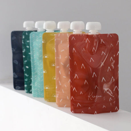 Pochettes à compote réutilisables Boho 6x (4oz)-Kangoo & Cie-KGO-BOHO-CLÉMENT