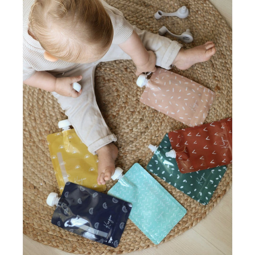 Pochettes à compote réutilisables Boho 6x (4oz)-Kangoo & Cie-KGO-BOHO-CLÉMENT