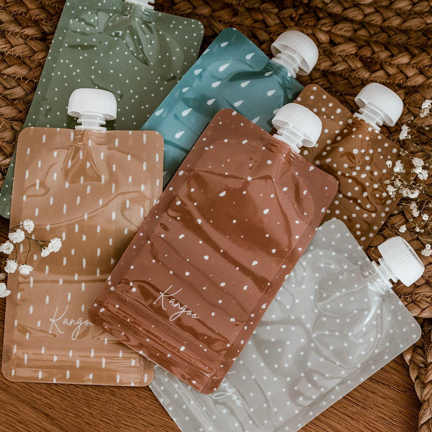 Pochettes à compote réutilisables Neutral 6x (4oz)-Kangoo & Cie-KGO-NEUTRAL-CLÉMENT