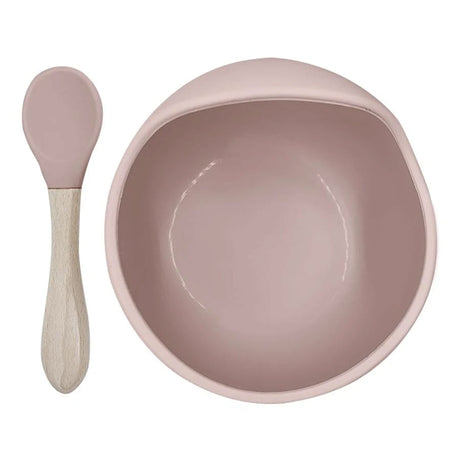 Cuillère et Bol en Silicone Siliscoop - Rose-Kushies-KUS-F119-ROSE-CLÉMENT