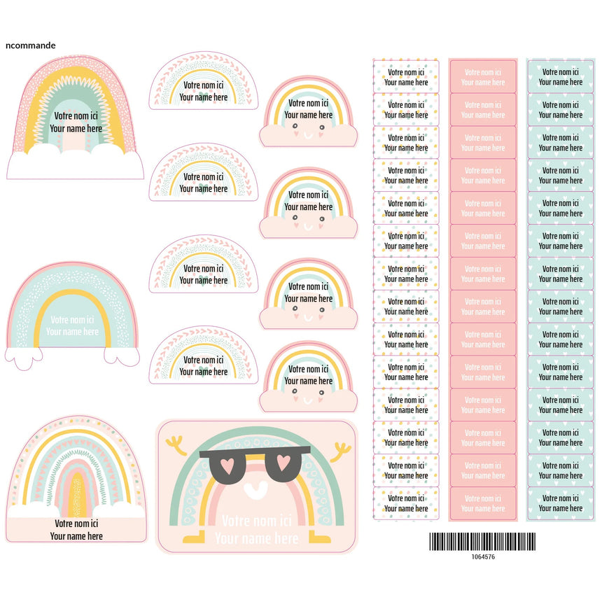 Étiquettes Essentiel - Arcs-en-ciel Rose-Clement - Impressions-LAB-ECNOM-ARCR-CLÉMENT